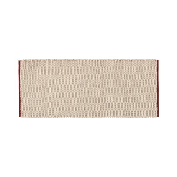 Červený/béžový ručně tkaný vlněný běhoun 80x170 cm Lenu – noo.ma