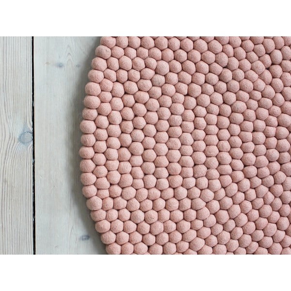 Pastelově červený kuličkový vlněný koberec Wooldot Ball Rugs, ⌀ 200 cm