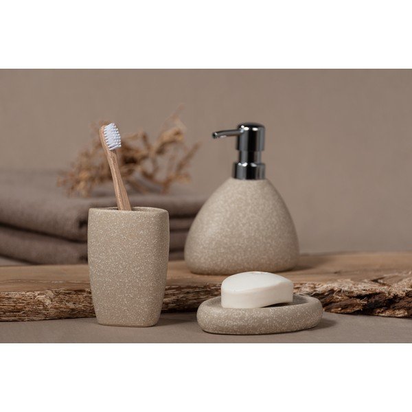 Béžový keramický kelímek na zubní kartáčky Wenko Pion-image-3