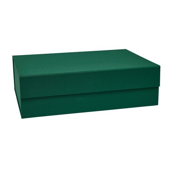 Tmavě zelený kartonový úložný box s víkem 45x33x15 cm Hako – OYOY Living Design