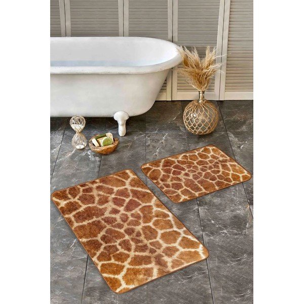 Hnědé sametové koupelnové předložky v sadě 2 ks 60x100 cm – Mila Home-image-4