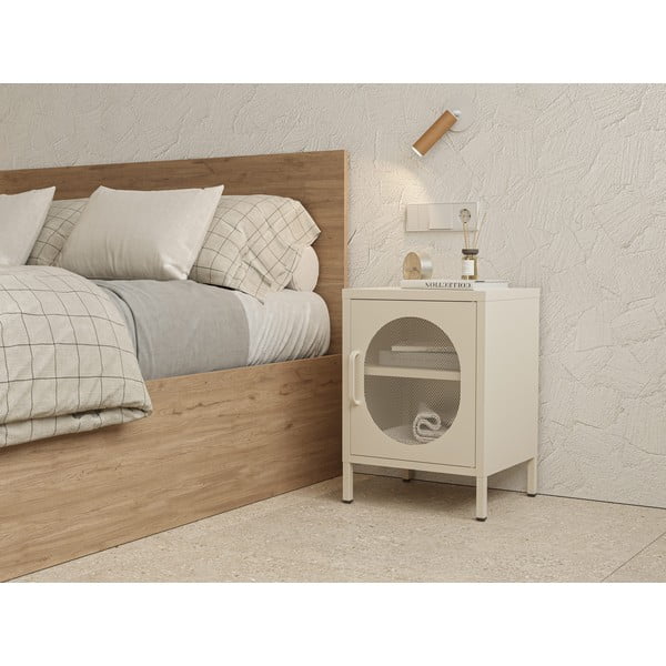 Krémový kovový noční stolek Diora – Marckeric-image-1