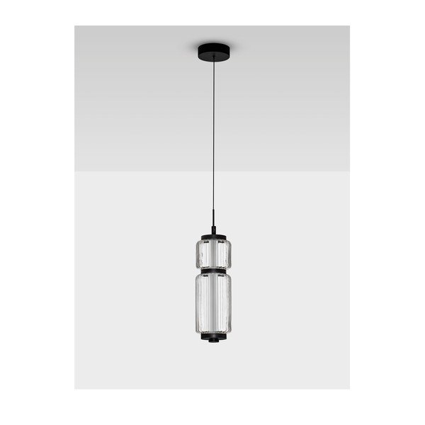 Matně černé skleněné LED závěsné svítidlo ø 12 cm Liesa – Nova Luce-image-4