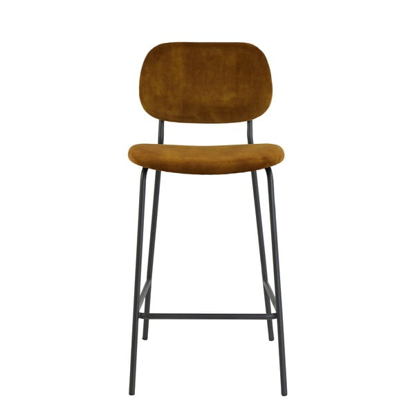 Sametová barová židle v hořčicové barvě 92 cm Emma – Light & Living-image-3