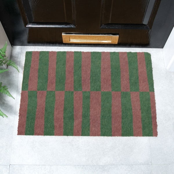 Rohožka z kokosového vlákna 40x60 cm Pink & Green Half Stripes – Artsy Doormats-image-2
