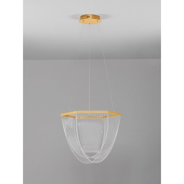 Hliníkové LED stmívatelné závěsné svítidlo ve zlaté barvě se stínidlem z akrylového skla ø 52 cm Valentin – Nova Luce-image-4