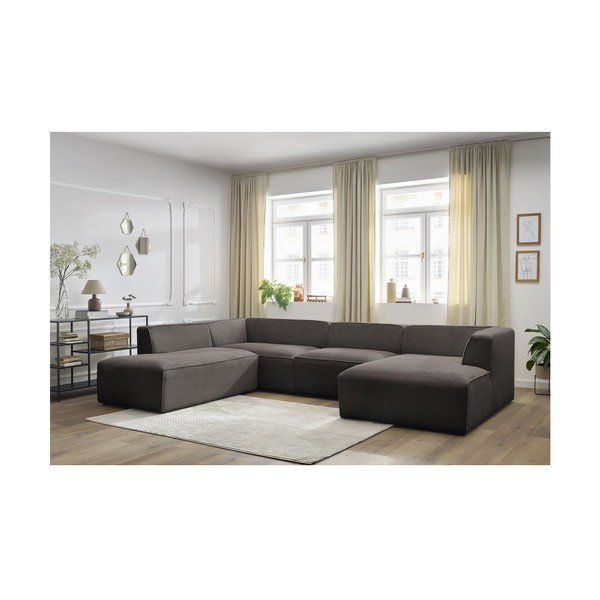Hnědá manšestrová modulární rohová pohovka (levý roh/do "U") Megeve – Bobochic Paris-image-1