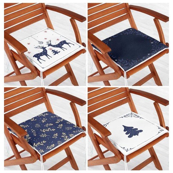 Podsedáky v sadě 4 ks s vánočním motivem 40x40 cm Blue Christmas – Mila Home