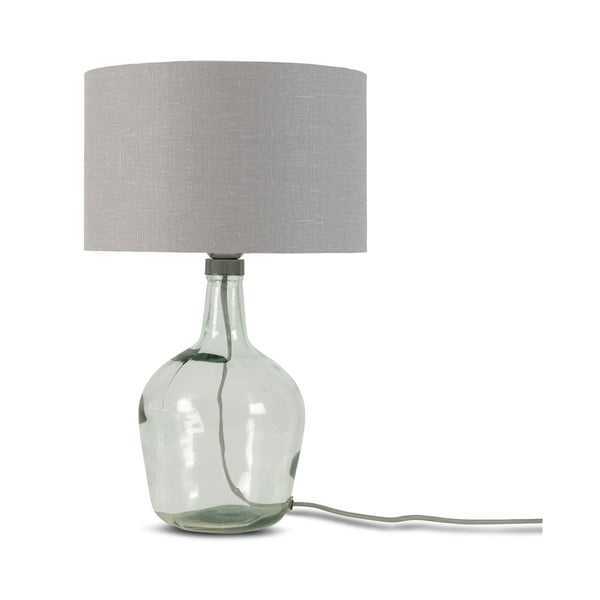 Stolní lampa se světle šedým stínidlem a konstrukcí z recyklovaného skla Good&Mojo Murano, ⌀ 30 cm