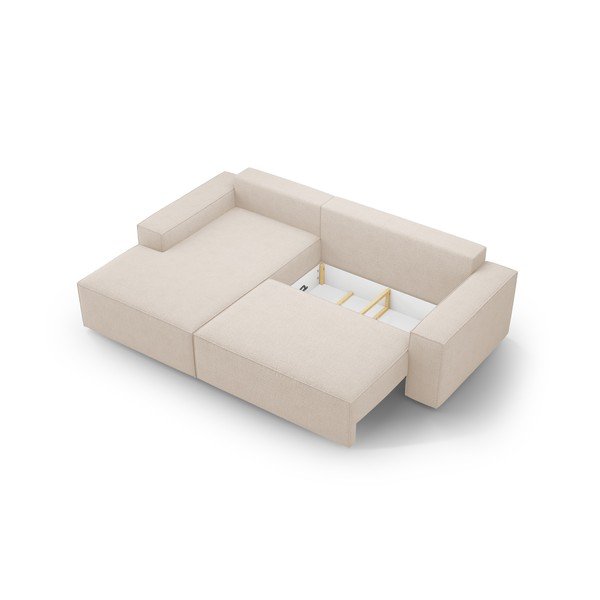 Béžová rozkládací rohová pohovka z textilie bouclé (levý roh) Jodie – Micadoni Home-image-4