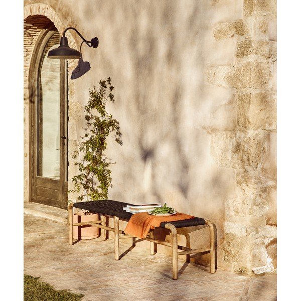 Tmavě šedá/v přírodní barvě dřevěná zahradní lavice Alipa – Kave Home-image-1