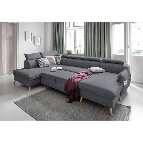 Tmavě šedá rozkládací rohová pohovka (levý roh) Sweet Harmony – Miuform-image-4