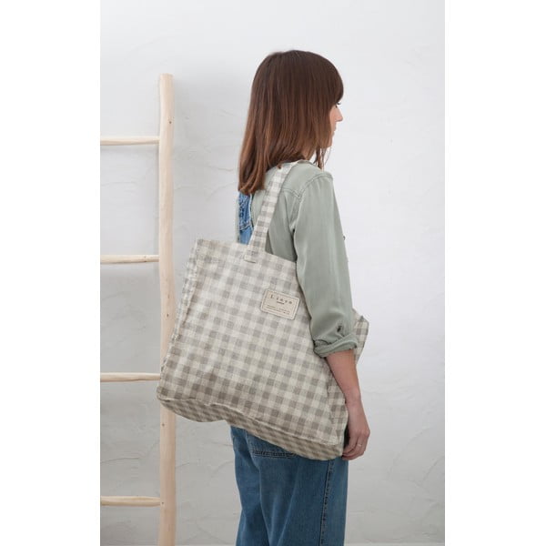 Látková taška Really Nice Things Linen Bag Grey Vichy-image-1