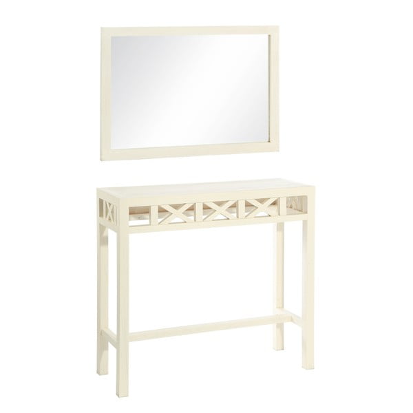 Bílý konzolový stolek se zrcadlem Ixia Entry