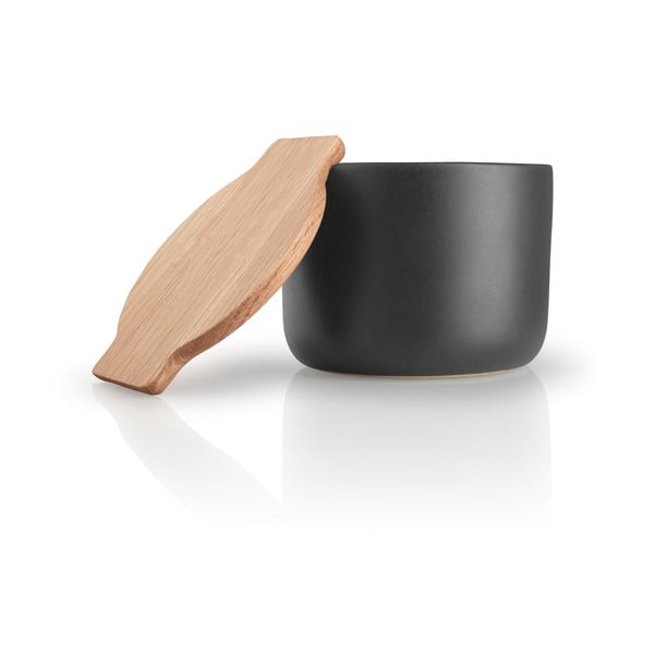 Černá kameninová dóza na sůl s dřevěným víkem Eva Solo Nordic-image-2