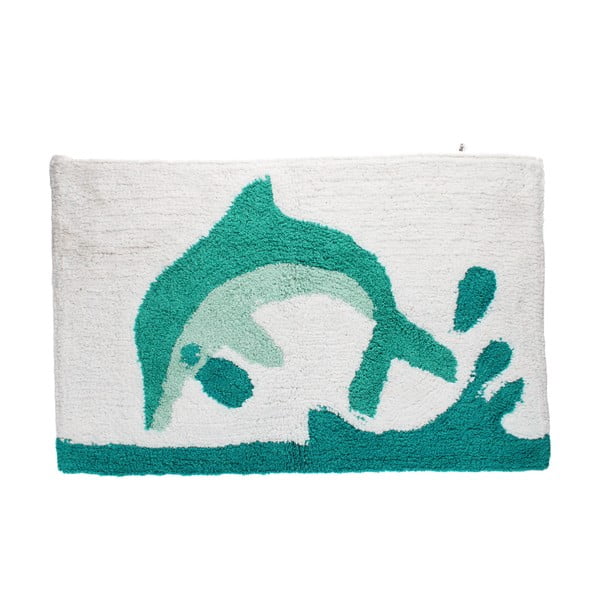 Bílá/tyrkysová koupelnová předložka 50x80 cm Dolphin – Rex London