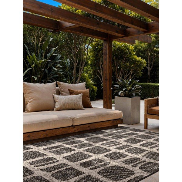 Černý/krémový vnitřní a venkovní koberec 120x170 cm Haringey Ruskin – Ted Baker-image-1