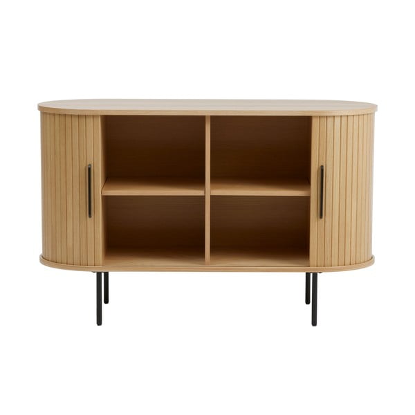 Komoda v dekoru dubu s posuvnými dveřmi v přírodní barvě 120x76x45 cm Nola – Unique Furniture-image-3