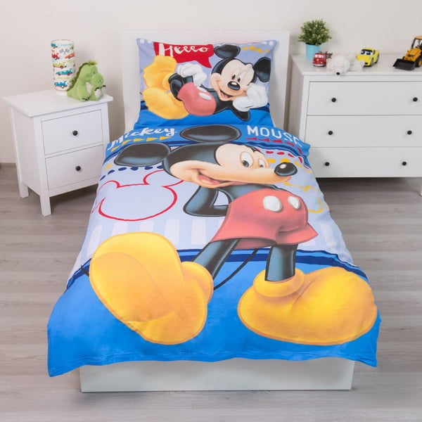 Bavlněné dětské povlečení na jednolůžko 140x200 cm  Mickey "Hello" – Jerry Fabrics-image-1