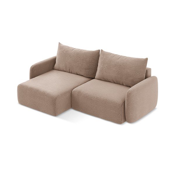 Světle hnědá rozkládací/s úložným prostorem rohová pohovka (levý roh) Kalena – Makamii-image-3