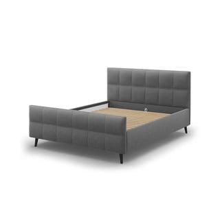Tmavě šedá čalouněná dvoulůžková postel s roštem 160x200 cm Gigi - Micadoni Home