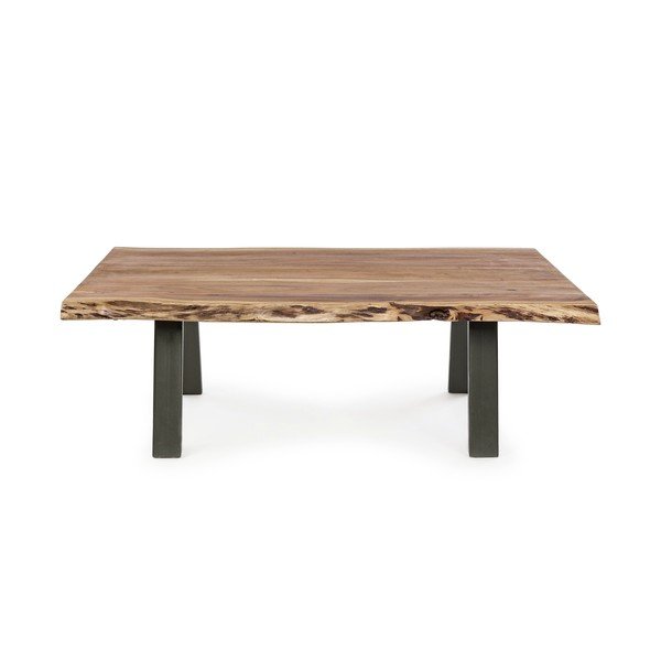 Černý/v přírodní barvě konferenční stolek s deskou z akácie 65x115 cm Aron – Bizzotto