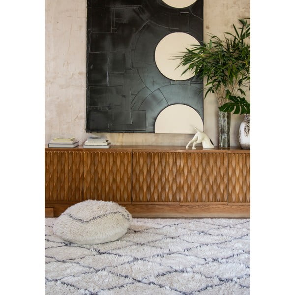 Bílý vlněný taburet Berber Soul – Lorena Canals-image-1