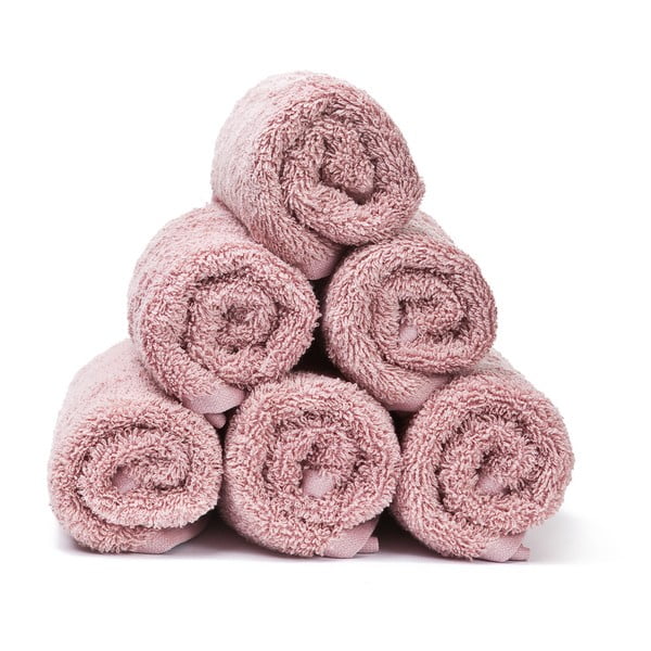 Sada 6 růžových bavlněných ručníků Casa Di Bassi Guest, 30 x 50 cm