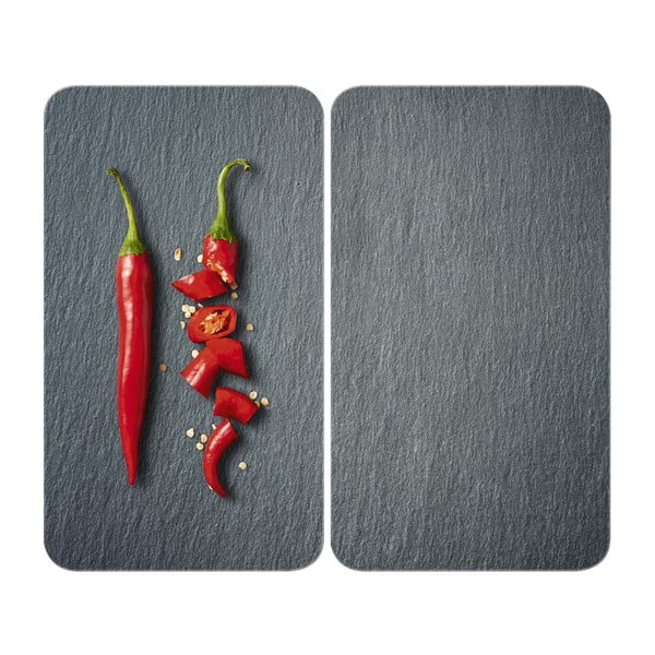 Sada 2 skleněných krytů na sporák Wenko Cayenne, 52 x 30 cm