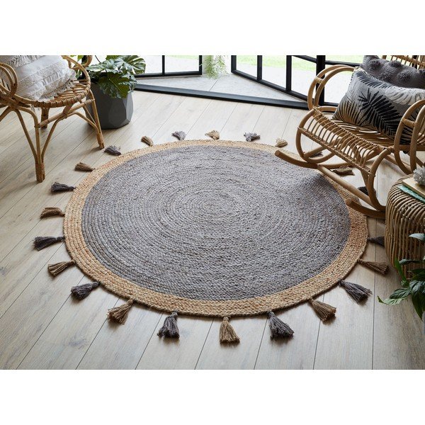 Šedý jutový koberec Flair Rugs Istanbul, ⌀ 150 cm-image-1