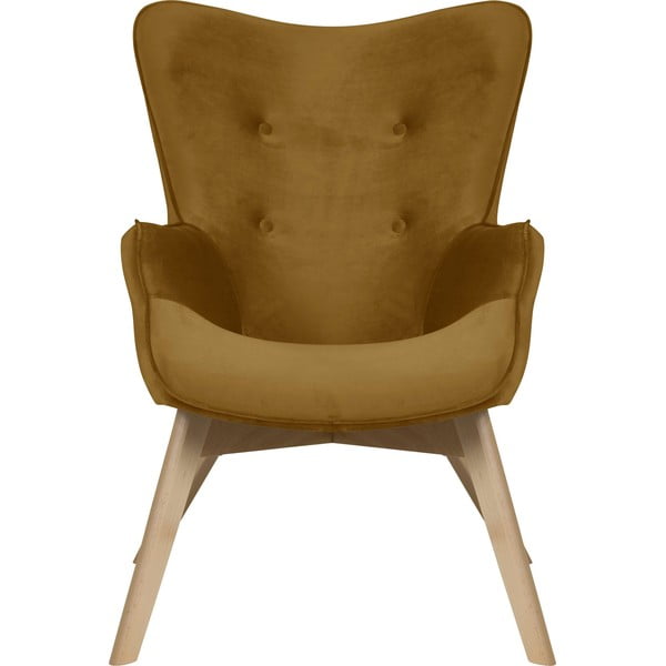 Sametové křeslo v hořčicové barvě Niko – Ropez-image-2