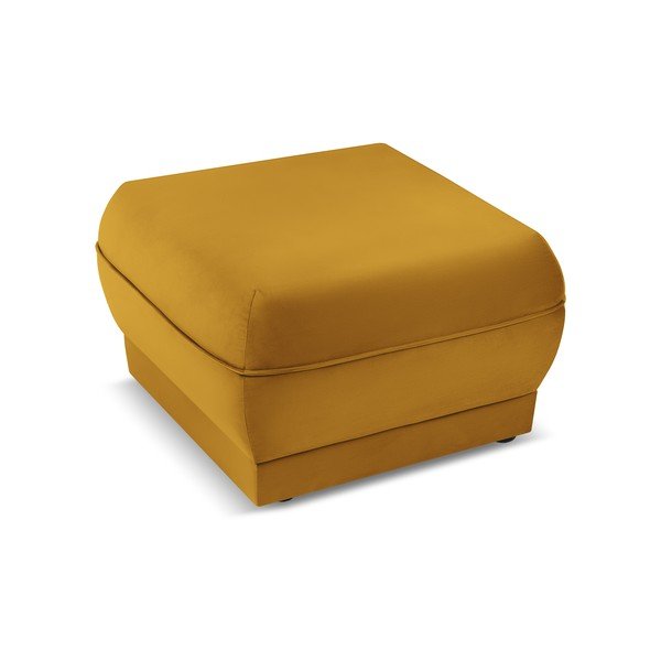 Žlutý sametový taburet Lando – Micadoni Home-image-3