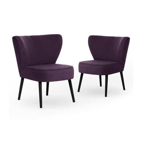 Sada 2 tmavě fialových jídelních židlí s černými nohami My Pop Design Hamilton