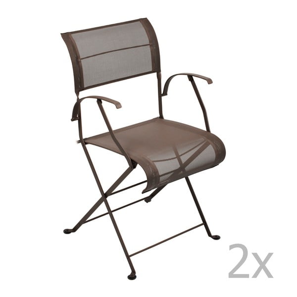 Sada 2 hnědých skládacích židlí s područkami Fermob Dune