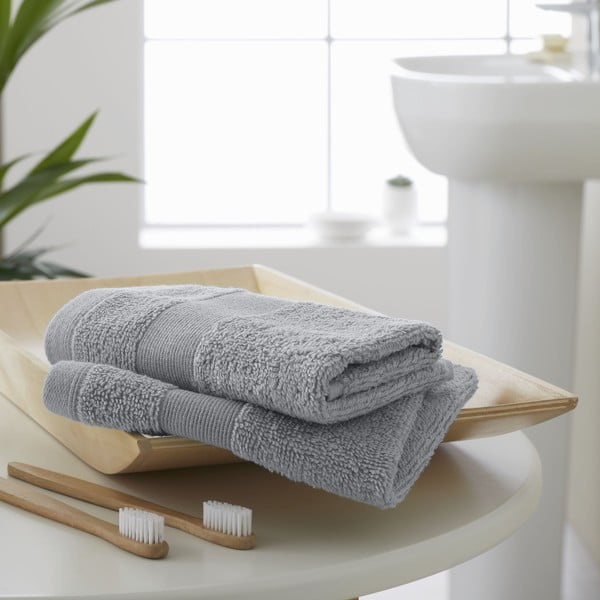 Světle šedé froté bavlněné ručníky v sadě 2 ks 30x30 cm Anti-Bacterial – Catherine Lansfield-image-1