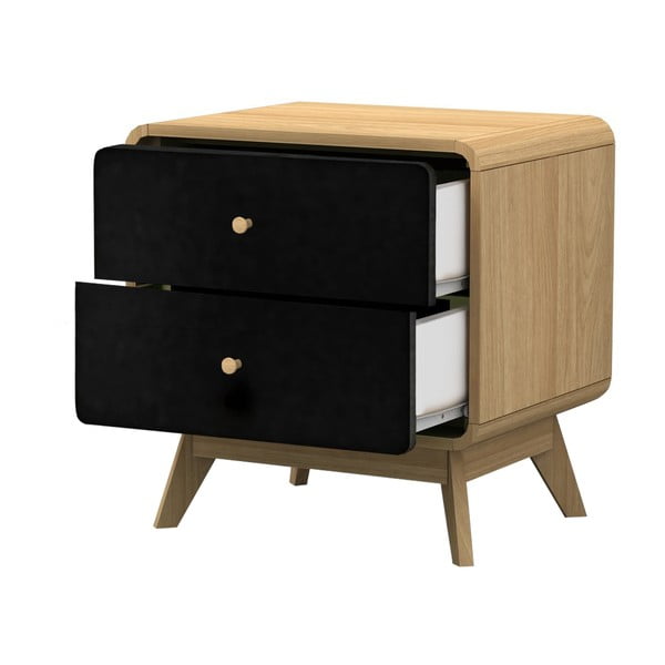Černý noční stolek v dekoru dubu Cassie - Støraa-image-2