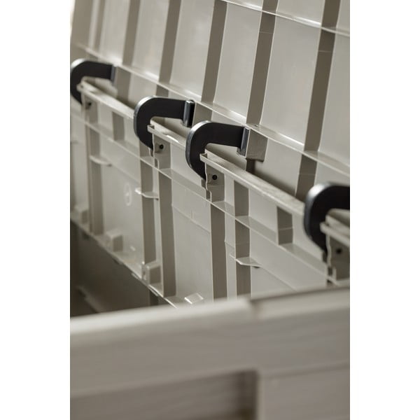 Světle šedý plastový zahradní úložný box Woodys – Toomax-image-4