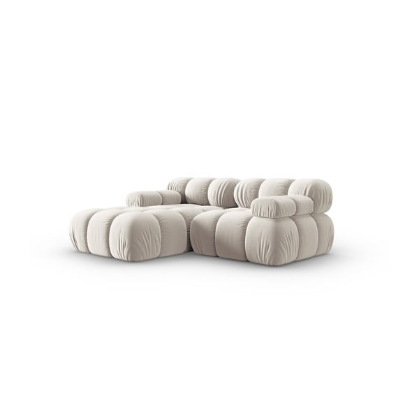 Béžová sametová modulární rohová pohovka (levý roh) Bellis – Micadoni -image-3