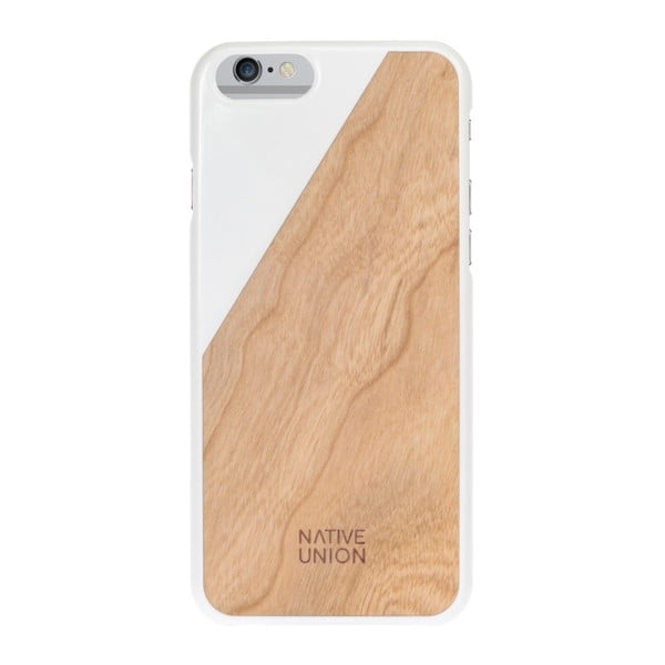 Bílý obal na mobilní telefon s dřevěným detailem pro iPhone 6 a 6S Native Union Clic Wooden Light