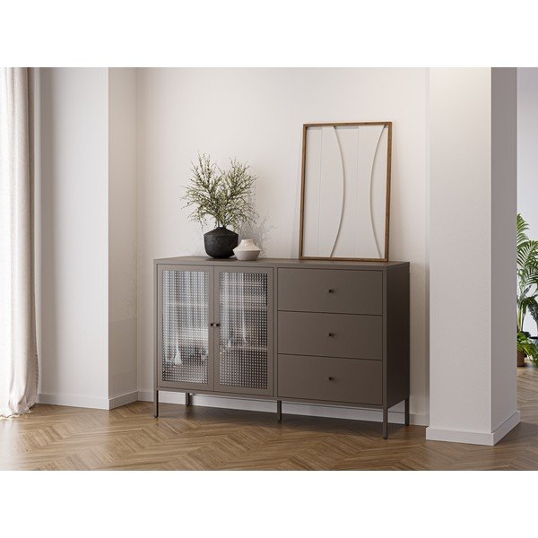 Šedá kovová vitrína 140x90x40 cm Layna – Marckeric-image-1