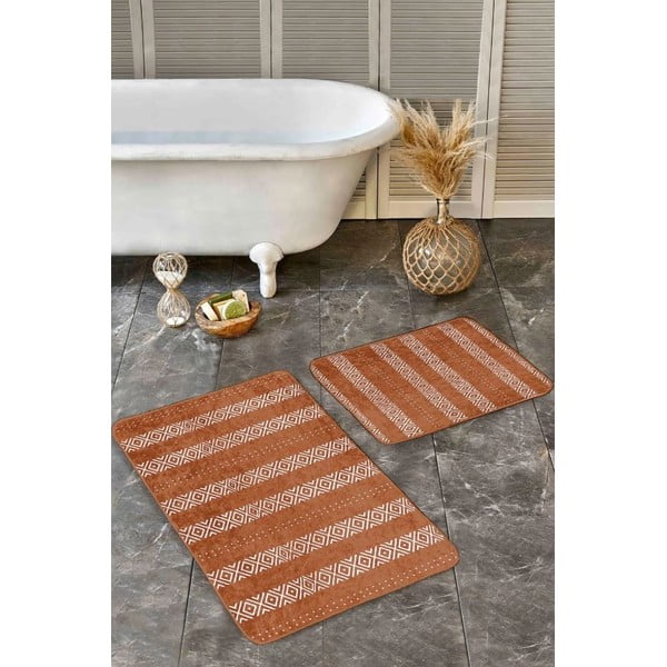 Hnědé sametové koupelnové předložky v sadě 2 ks 60x100 cm – Mila Home-image-4