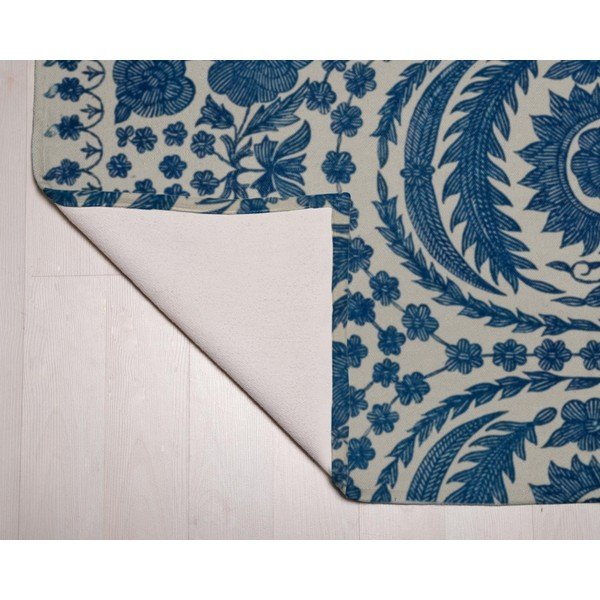 Modrý běhoun s příměsí bavlny Velvet Atelier Blue Flowers, 55 x 135 cm-image-2