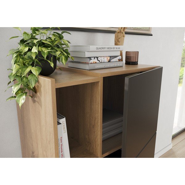 Tmavě šedá knihovna v dekoru dubu 62x112 cm Olvera - Germania-image-3