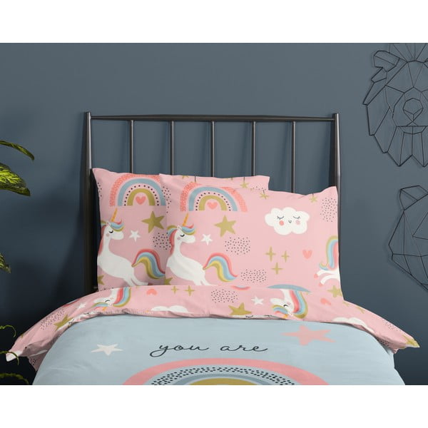 Modré/růžové bavlněné dětské povlečení na jednolůžko 140x200 cm Suus – Good Morning-image-2