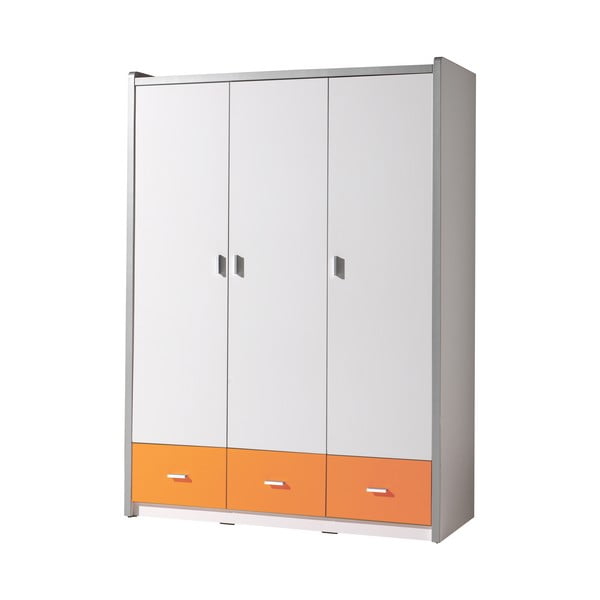 Bílo-oranžová šatní skříň Vipack Bonny, 202 x 140,5 cm
