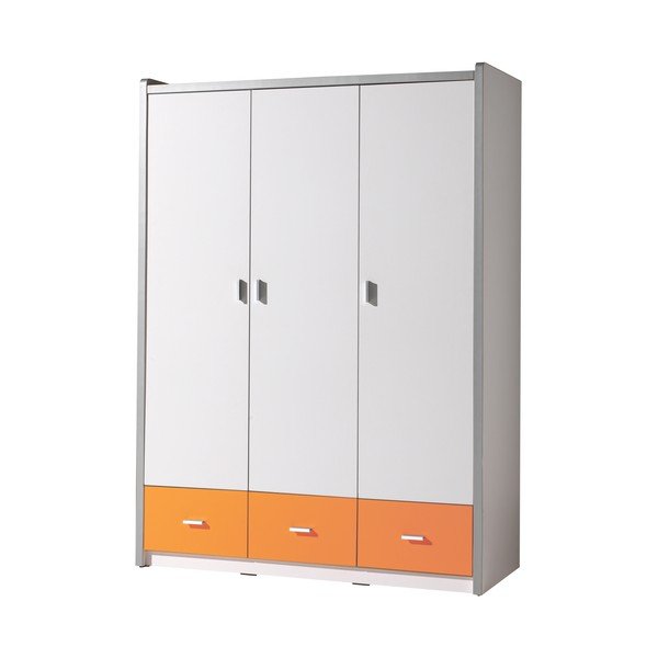 Bílo-oranžová šatní skříň Vipack Bonny, 202 x 140,5 cm