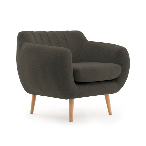 Tmavě šedé křeslo se světlými nohami Vivonita Kennet