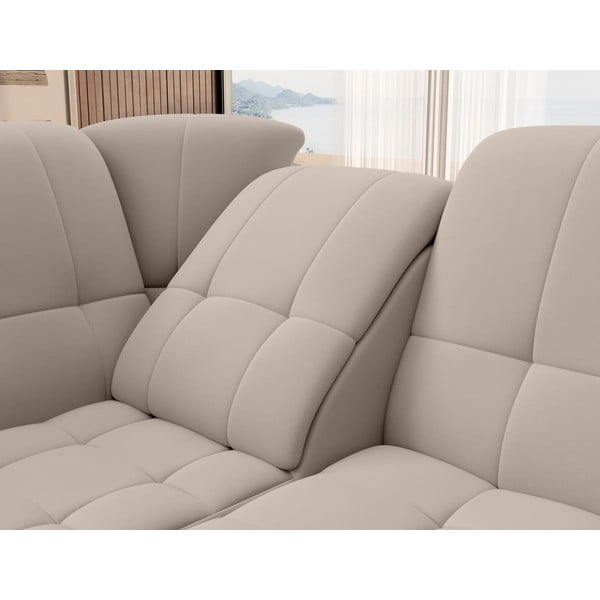 Béžová sametová rozkládací/s úložným prostorem rohová pohovka (levý roh/do L) Sado – ELTAP-image-1