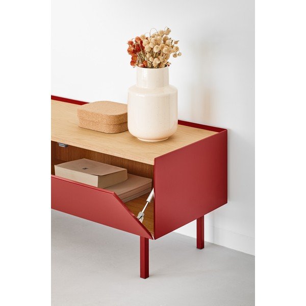 Červený TV stolek v dekoru dubu 180x45 cm Arista – Teulat-image-2