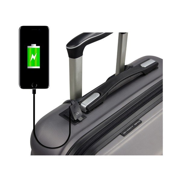 Šedý cestovní kufr na kolečkách s USB portem My Valice COLORS RESSNO Medium Suitcase-image-3